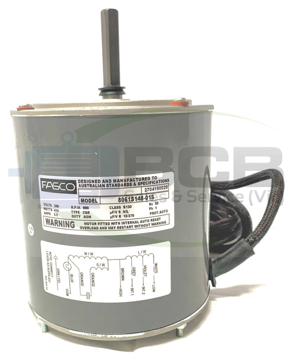FASCO ( MARATHON ) HVAC 8061S148-01 CONDENSER FAN MOTOR 410W 6POLE (900RPM) 3 SPEED