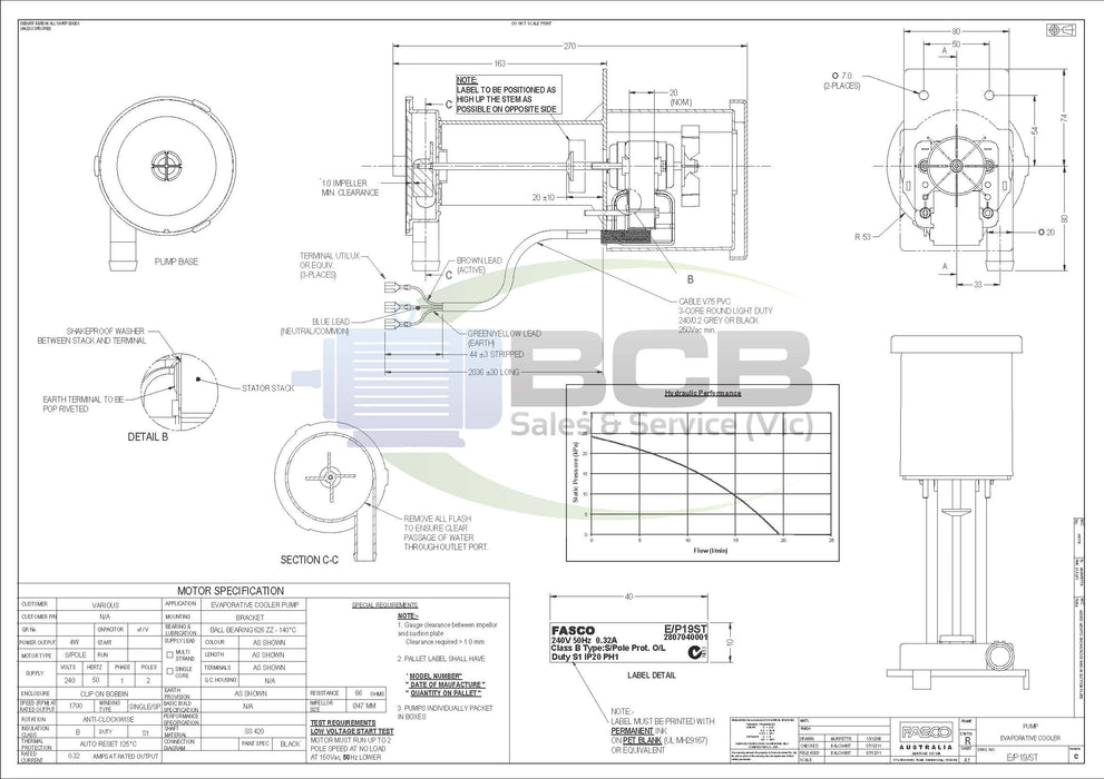 FASCO JRM19 GENUINE EVAPORATIVE COOLER PUMP