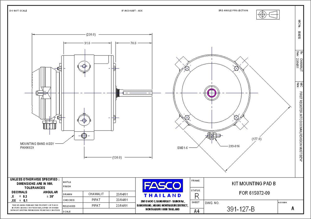 FASCO HVAC FAN MOTOR WELDED STUD MOUNTING KIT (391-127-B)